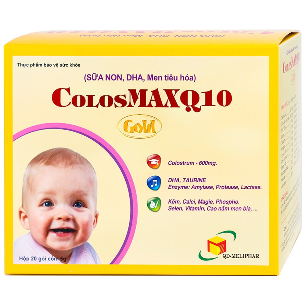 Colosmax Q10 Gold - Hỗ trợ tiêu hóa và hấp thu thức ăn, tăng cường sức đề kháng (Hộp 20 gói)