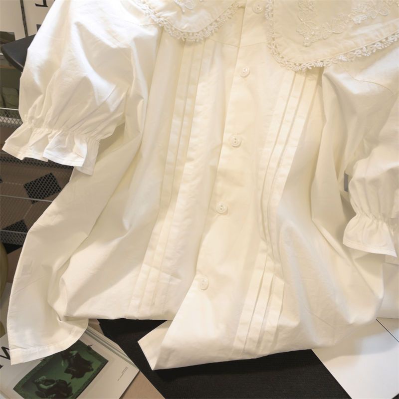 Áo Sơ Mi Tay Ngắn Cổ Búp Bê Đính Nơ Tai Thỏ Dễ Thương Phong Cách Nhật Bản Thời Trang Mùa Hè Cho Nữ