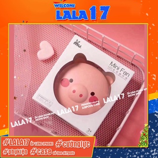 Quạt Mini Cầm Tay - Quạt Hình Con Heo 3 in 1 (Quạt + Gương + Đèn) Dễ thương - lala17 Shop