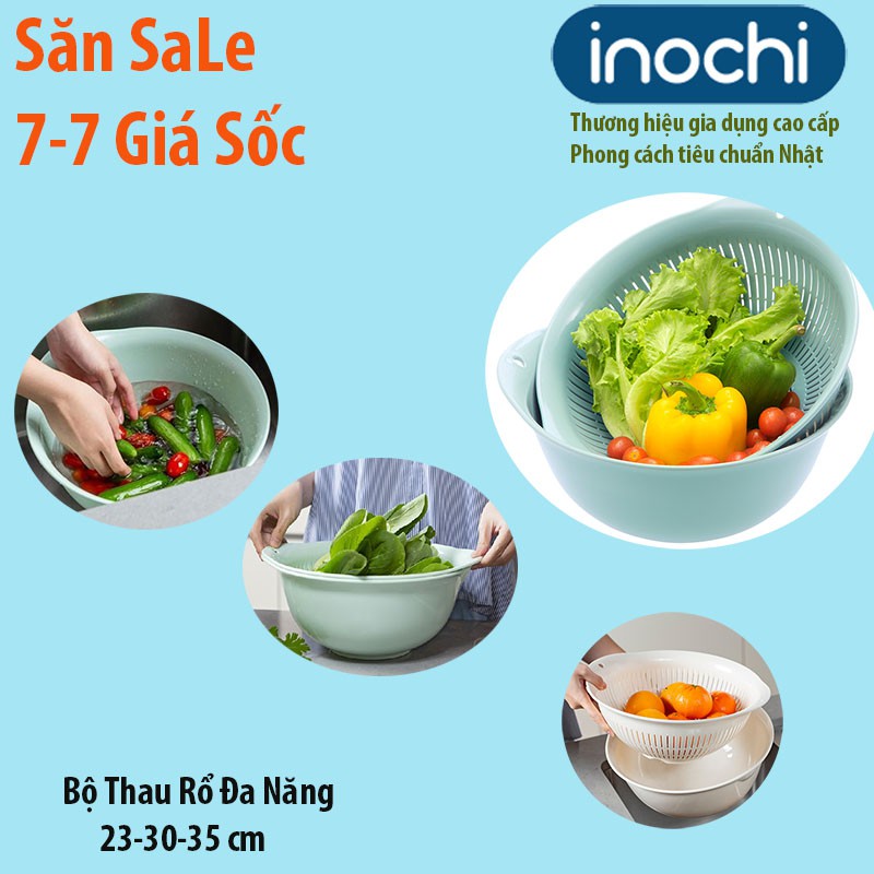 [ 3 Size ] Bộ Chậu Rổ Đa Năng Rửa Rau, Đựng Hoa Quả, Thực Phẩm Yoko Chuẩn Nhật Bản Zise 23 - 30 - 35cm.