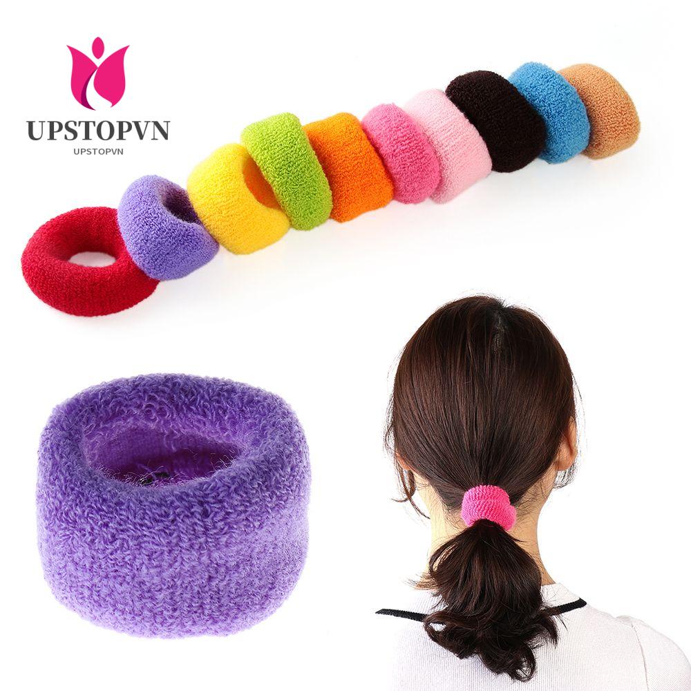 UPSTOP Dây buộc tóc cao su mềm bản rộng co giãn nhiều màu thời trang cho nữ