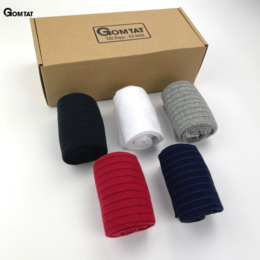 [Hộp 5 đôi] Tất nam công sở họa tiết gân chìm, vớ giày tây nam cotton cao cấp hút ẩm thoáng khí - GOM-TAYGANCHIM-CB5