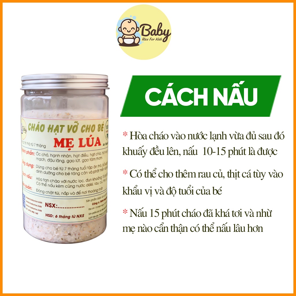 Cháo Hạt Vỡ Cho Bé Ăn Thô Mẹ Lúa Thơm Ngon Xay Từ Nhiều Loại Hạt Ngũ Cốc Đầy Đủ Chất Dinh Dưỡng BabyRice 102