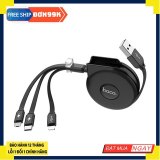 Cáp sạc 3 in 1 lighting/type-c/micro nhanh hoco u50 - hàng chính hãng
