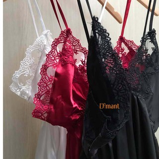 Đầm mặc nhà phi lụa phối ren Lamant (Clip+Ảnh thật)