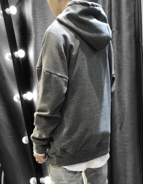 Áo Hoodie lót lông "yêu là chết ở trong lòng 1 ít" màu xám