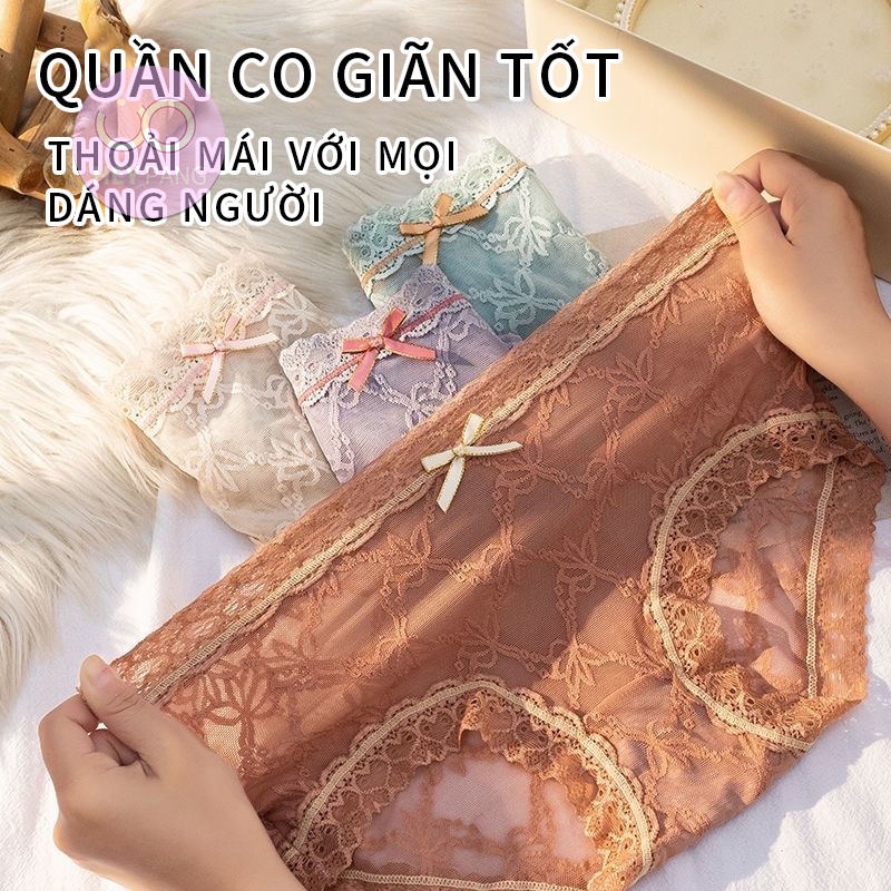 Quần lót ren nữ họa tiết hoa sexy gợi cảm chất vải mềm mại thoáng khí không hằn mông HEYPANG VN034