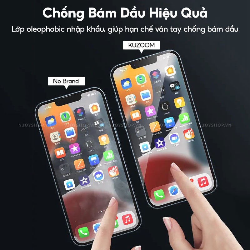 Kính Cường Lực Cao Cấp Kuzoom Full Viền Có Khung Hỗ Trợ Tự Dán Tại Nhà Cho 13 Pro Max Njoyshop