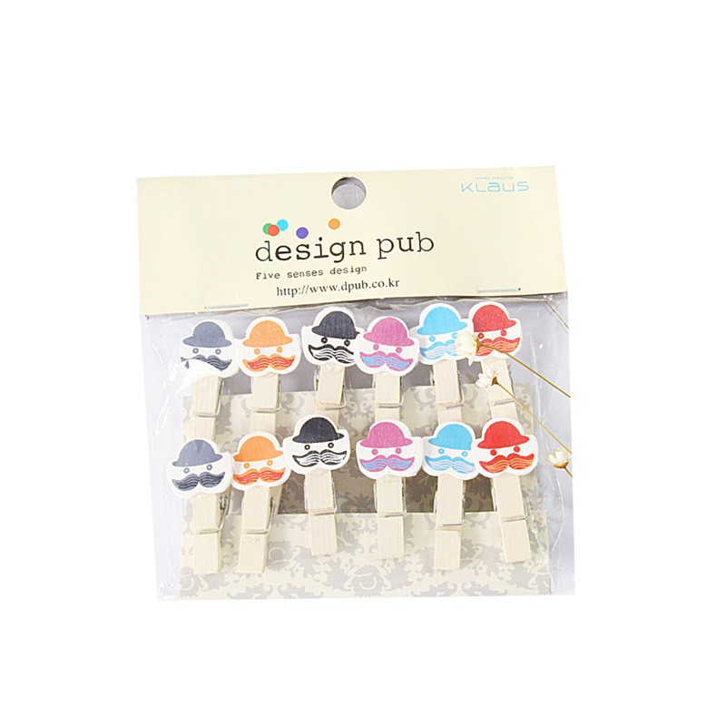 Kẹp gỗ kẹp ảnh mini hình chiếc râu, mũ - phụ kiện Handmade