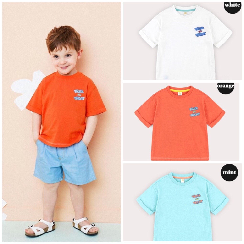 Áo cotton bé trai bé gái thêu chữ Trick or Treat Hej. HA2893