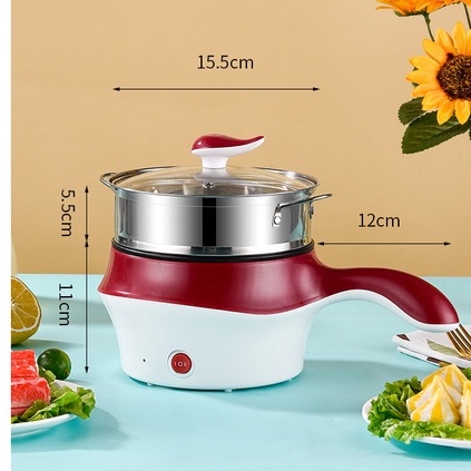 Nồi Lẩu Điện Đa Năng Kèm Giá Hấp Có Tay Cầm Tiện Dụng 18cm, Nồi Lẩu Hấp Mini 2 Tầng Cao Cấp - FREESHIP