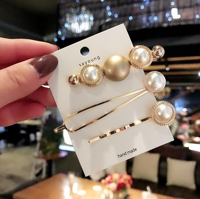 Kẹp Tóc Kim Loại Đính Ngọc Trai Nhân Tạo Phong Cách Hàn Quốc Thanh Lịch