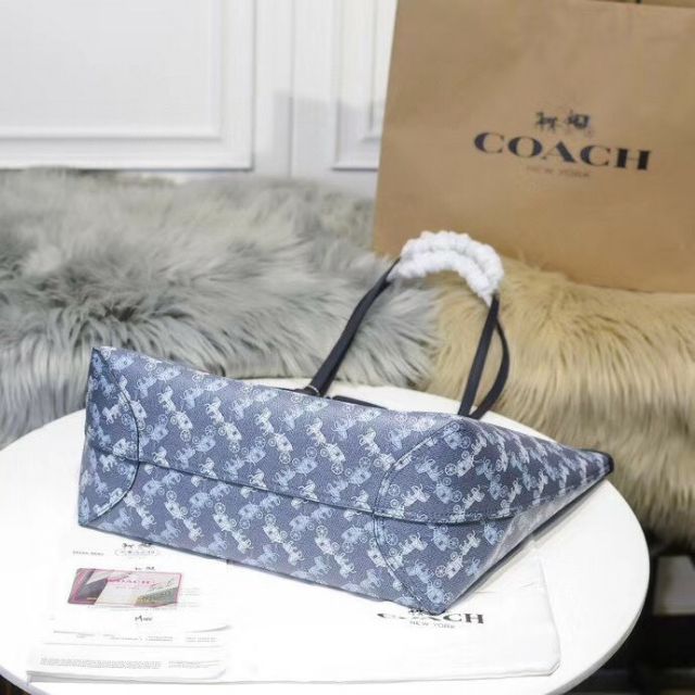 Túi Coach Shopper dùng được 2 mặt da thật phối canvast