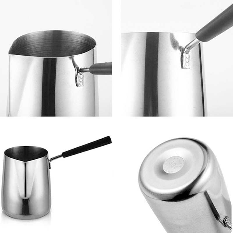 Bình Đun Nóng Cà Phê Sữa / Cà Phê Bằng Inox 600ml Có Tay Cầm Cách Nhiệt Tiện Dụng
