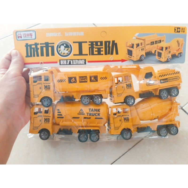 Set 4 xe ô tô ( xe công trình) chạy đà cho bé