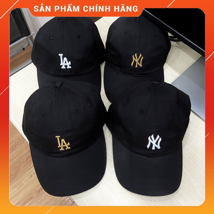 Mũ Nón MLB Đen Logo NY LA Trắng Gold Hàng Xuất Xịn