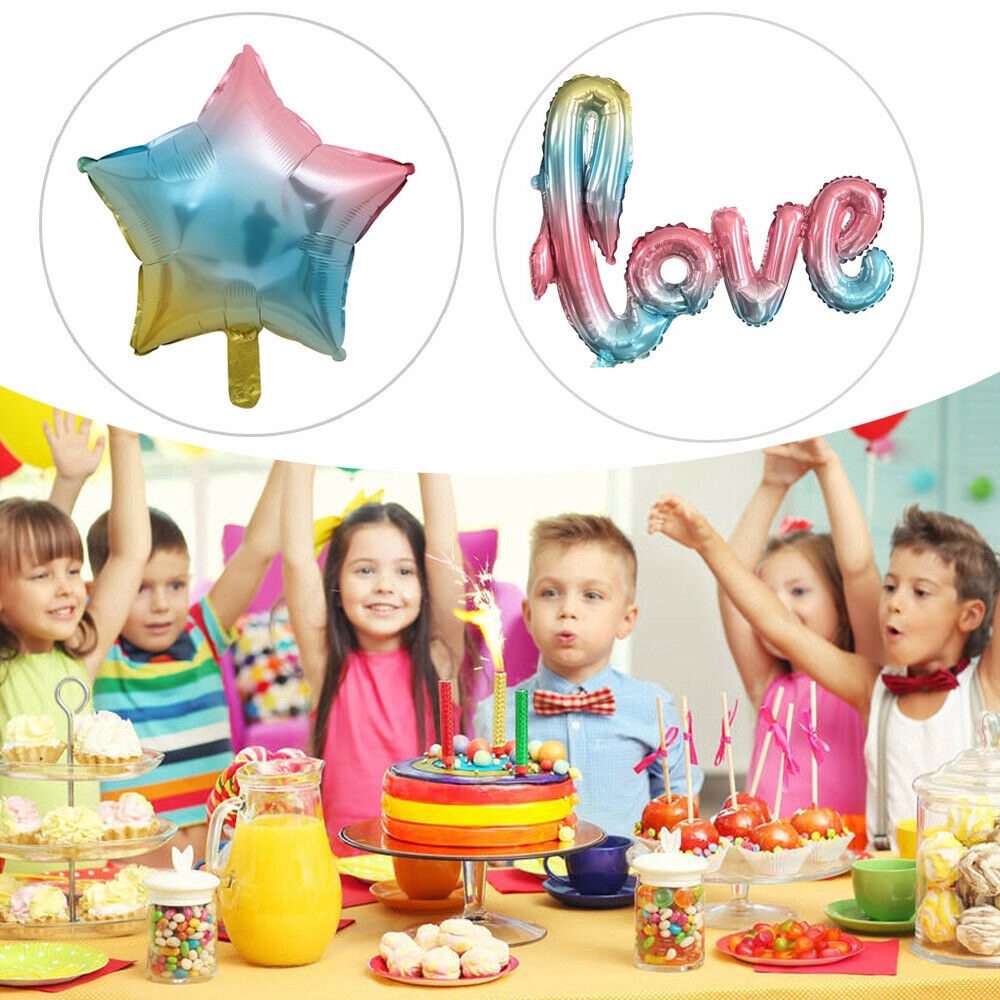 Bong bóng lá nhôm hình cầu vồng trang trí tiệc chúc mừng sinh nhật