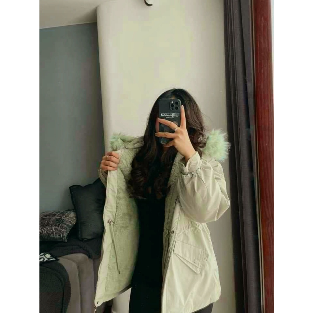 Áo Khoác Nữ Lót Lông Phong Cách Hàn Quốc, Áo Parka Nữ AnyShang Trẻ Trung Và Thời Thượng ANS2115