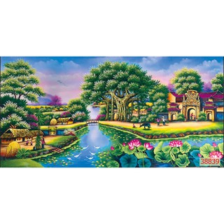 Tranh 5d gắn đá toàn bộ - Phong cảnh quê hương