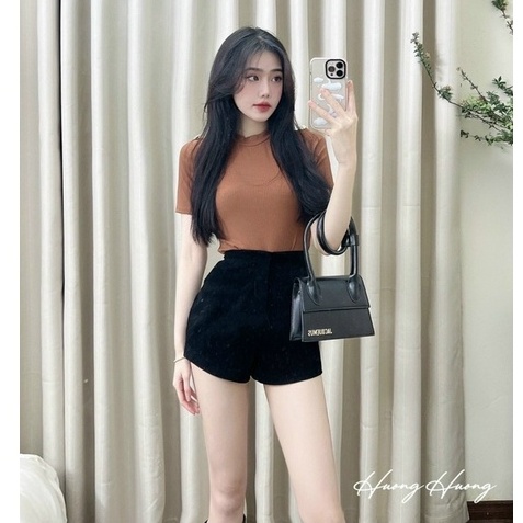 Xả hàng - Áo thun kiểu dáng ôm đính khuy vai, Áo kiểu cổ tròn AT5081 - NhiNhi Shop