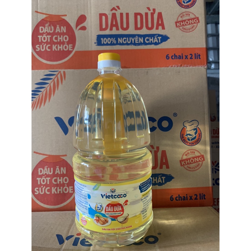 Sỉ 1 thùng ( 6 chai) Dầu dừa tinh luyện (cooking oil) Vietcoco 2 lít/chai