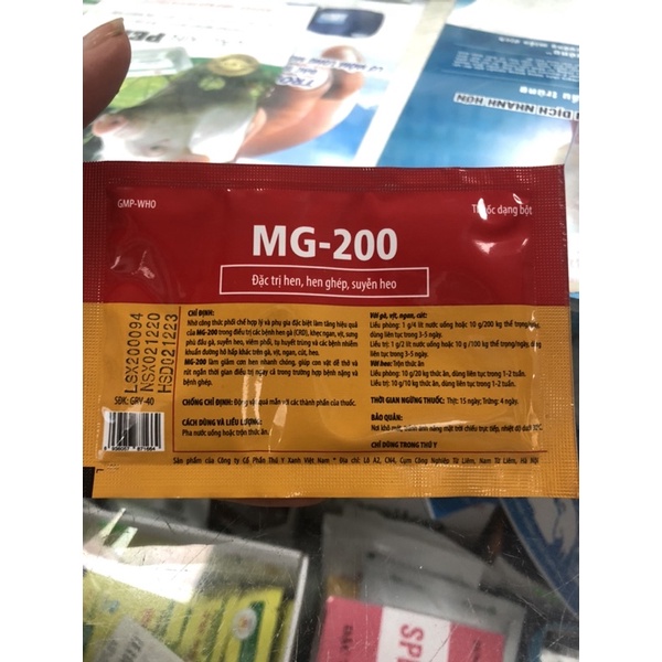 Mg200 hen, hen ghép, suyễn cho gia súc gia cầm gói 10g