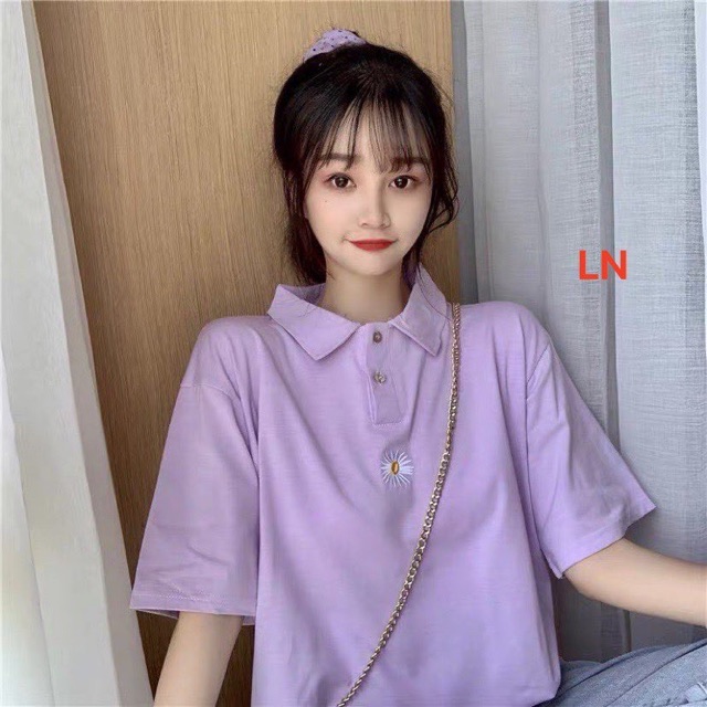 Áo polo hoa cúc nhỏ giữa ngực LN12