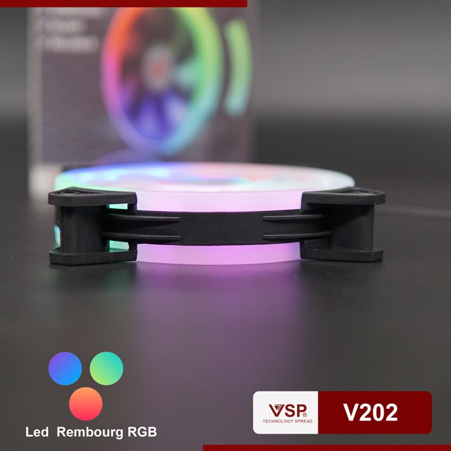 Quạt Tản Nhiệt Thùng Máy Vi Tính Fan case VSP V202 LED Double Circle 12Cm