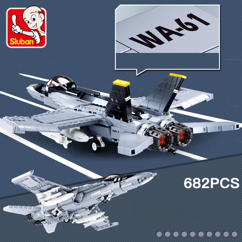 Đồ chơi Lắp Ráp Máy Bay Tiêm Kich F/A-18E, Sluban 0928 M38 Super Bumblebee, Xếp hình thông minh