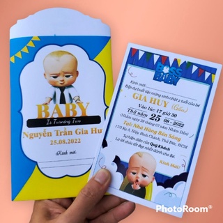 Thiệp sinh nhật cho bé trai♥️Thiệp thôi nôi cho bé trai. Combo 50 bộ