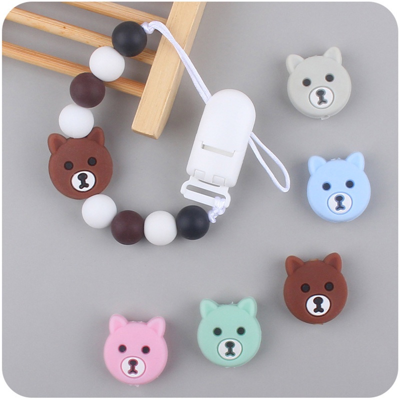 Set 5 Dây Đeo Núm Vú Giả Bằng Silicon Hình Gấu Hoạt Hình DIY Cho Bé Sơ Sinh