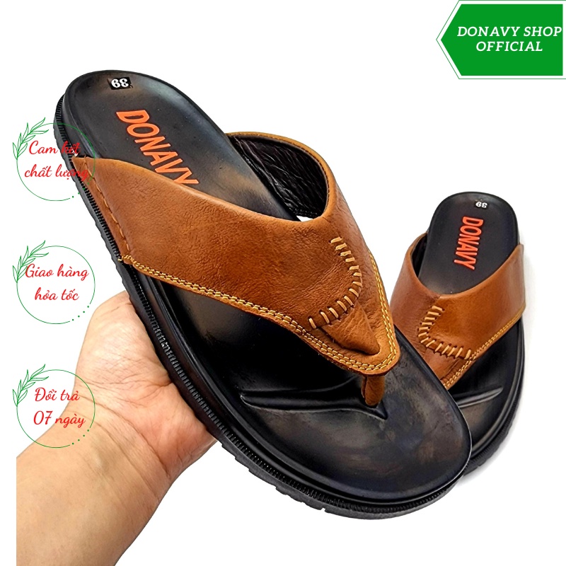 Dép Xỏ Ngón Nam Da Bò 100% May Quai Chắc Chắn - Mẫu Mã Trẻ Trung D.kchuL.