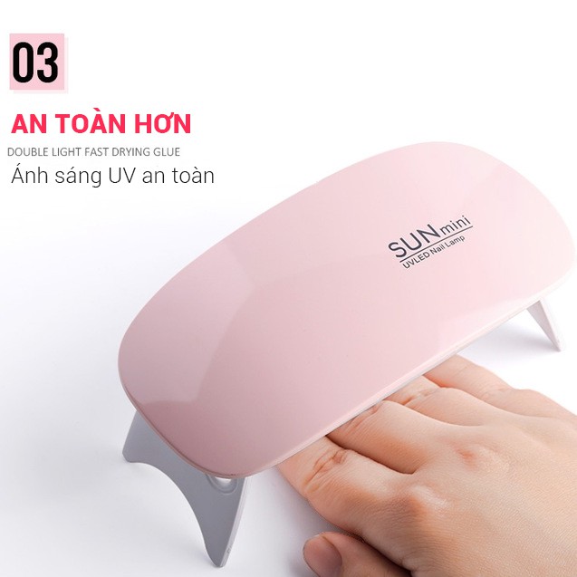 Máy hơ gel SUN MINI NAIL360 chuyên dùng cá nhân làm móng tay Đổi Mới Bảo Hành 30 ngày hơ sơn gel, base top gel, màu gels