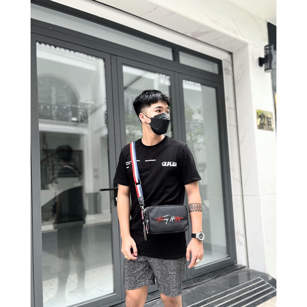 Túi đeo chéo nam nữ hàng hiệu, túi da tommy chống nước 24cm x 14cm x 6cm.