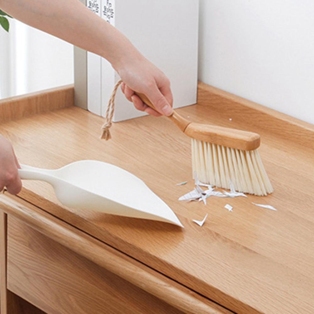 Bộ Chổi Và Đồ Hốt Rác Mini Tay Cầm Bằng Nhựa Tre