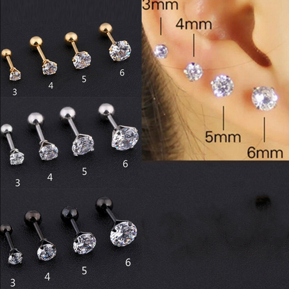 Earing Cz Prong Tragus Cartilus Stud Earring Ear Ring Stainless Steel