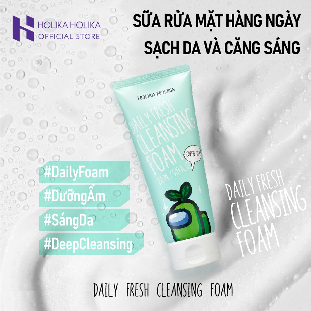 Sữa rửa mặt HOLIKA HOLIKA tạo bọt làm sạch da hàng ngày phiên bản Among Us 150ml