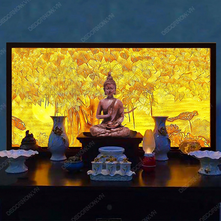 Đèn Hào Quang In Tranh Trúc Chỉ Ngang Độc Quyền, Cắm Điện Tại Xưởng Tranh DecorNow - XDCN-09