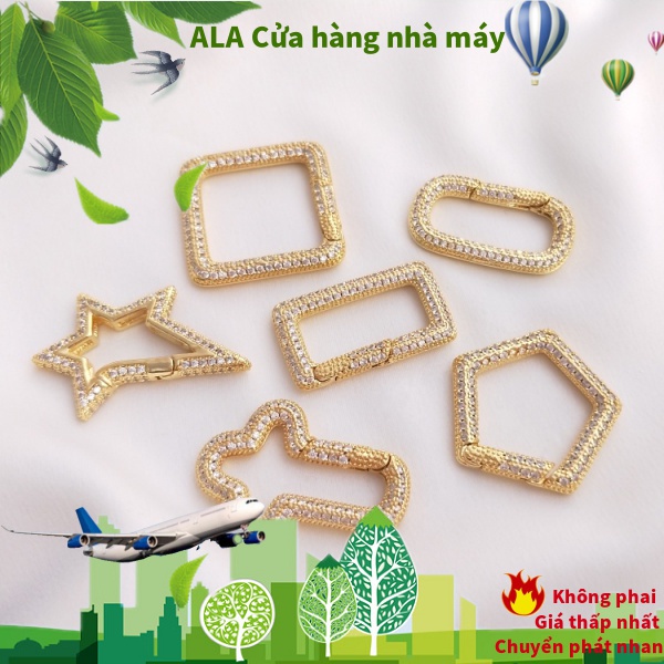 💖Đồ trang sức DIY💖Mặt Dây Chuyền Hình Chữ Thập Năm Cánh Mạ Vàng 18K Đính Đá Zircon Màu Sắc[Khóa kết nối/Khóa kẹp/đóng khóa/Vòng tay/Vòng cổ]