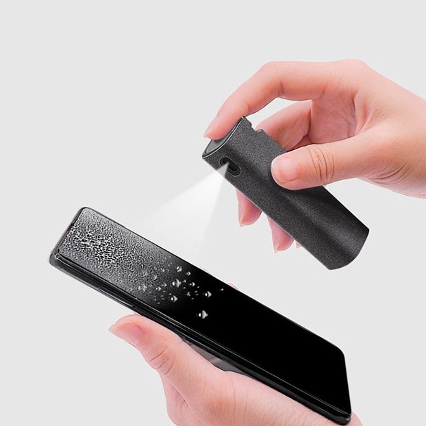 Bình xịt vệ sinh màn hình điện thoại kèm khăn lau kính ipad máy tính có sẵn dung dịch làm sạch 2 trong 1 tiện dụng