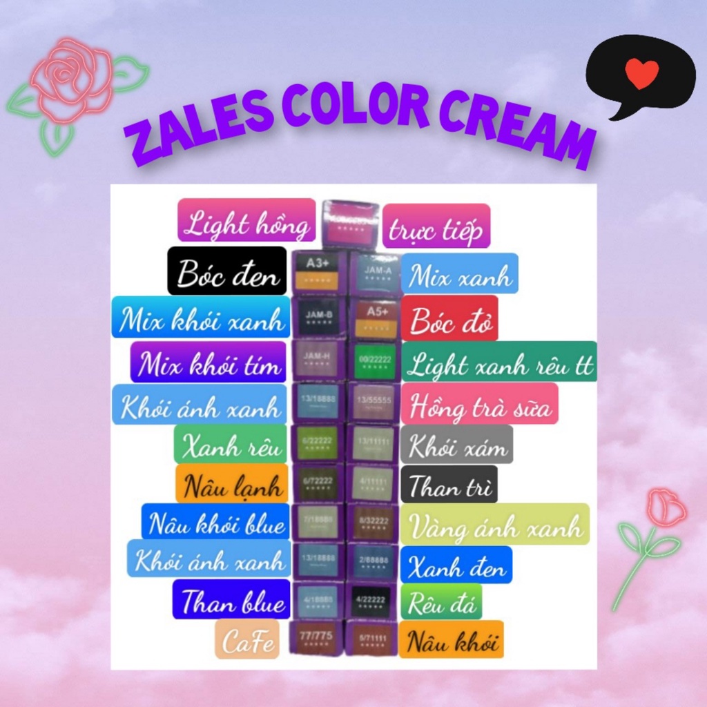 Màu nhuộm tóc không cần tẩy tóc ZALES COLOR CREAM