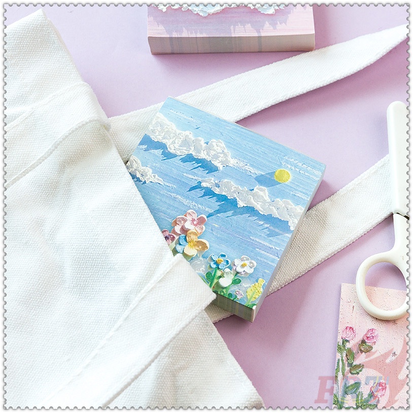 ❀ Giấy Ghi Chú Họa Tiết Tranh Sơn Dầu ❀ Set 100 Tờ Giấy Ghi Chú Nhiều Màu Sắc Dùng Để Ghi Chú / Lập Kế Hoạch