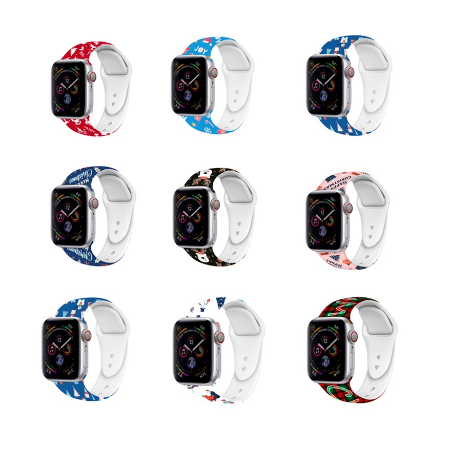 Dây Đeo Silicon Hình Người Tuyết Dễ Thương Cho Đồng Hồ Thông Minh Apple Watch Series 7/6/SE/5/4/3/2/1 38-45mm