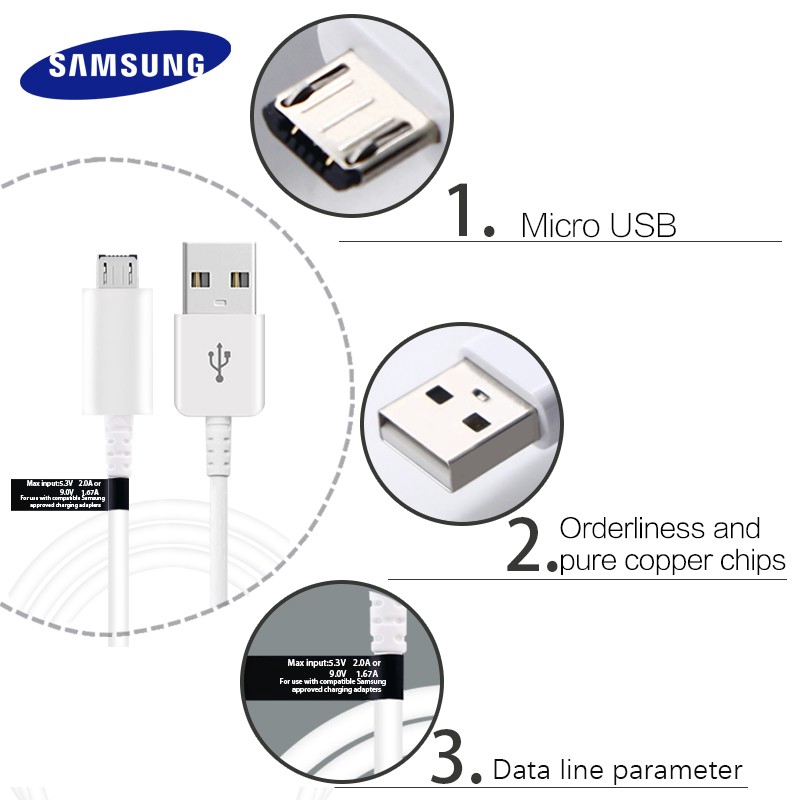 Dây Cáp Sạc Nhanh Micro USB 2A 1M Cho Samsung S6 S7 Edge