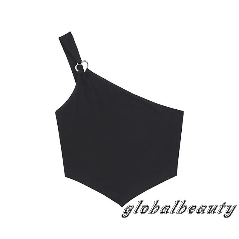 Áo Không Tay Lệch Vai Màu Đen Thiết Kế Độc Đáo Cho Nữ