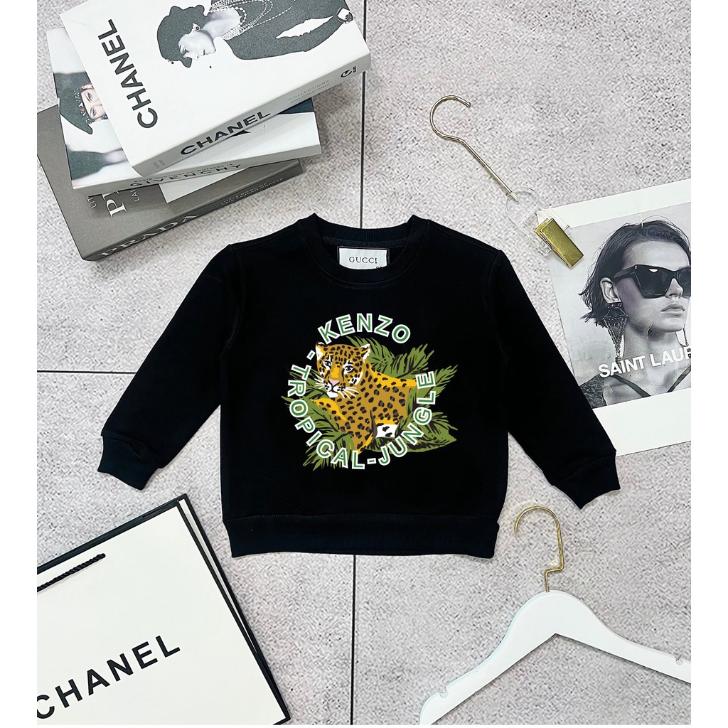 Áo nỉ cổ tròn kenzzo báo xanh cho bé , sweater trẻ em unisex bé trai , gái , TP KIDs