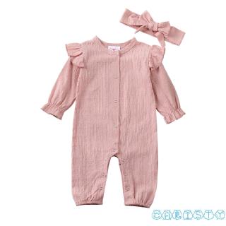 Bộ Áo Liền Quần 1 Mảnh Tay Dài+Băng Đô Cho Bé Sơ Sinh