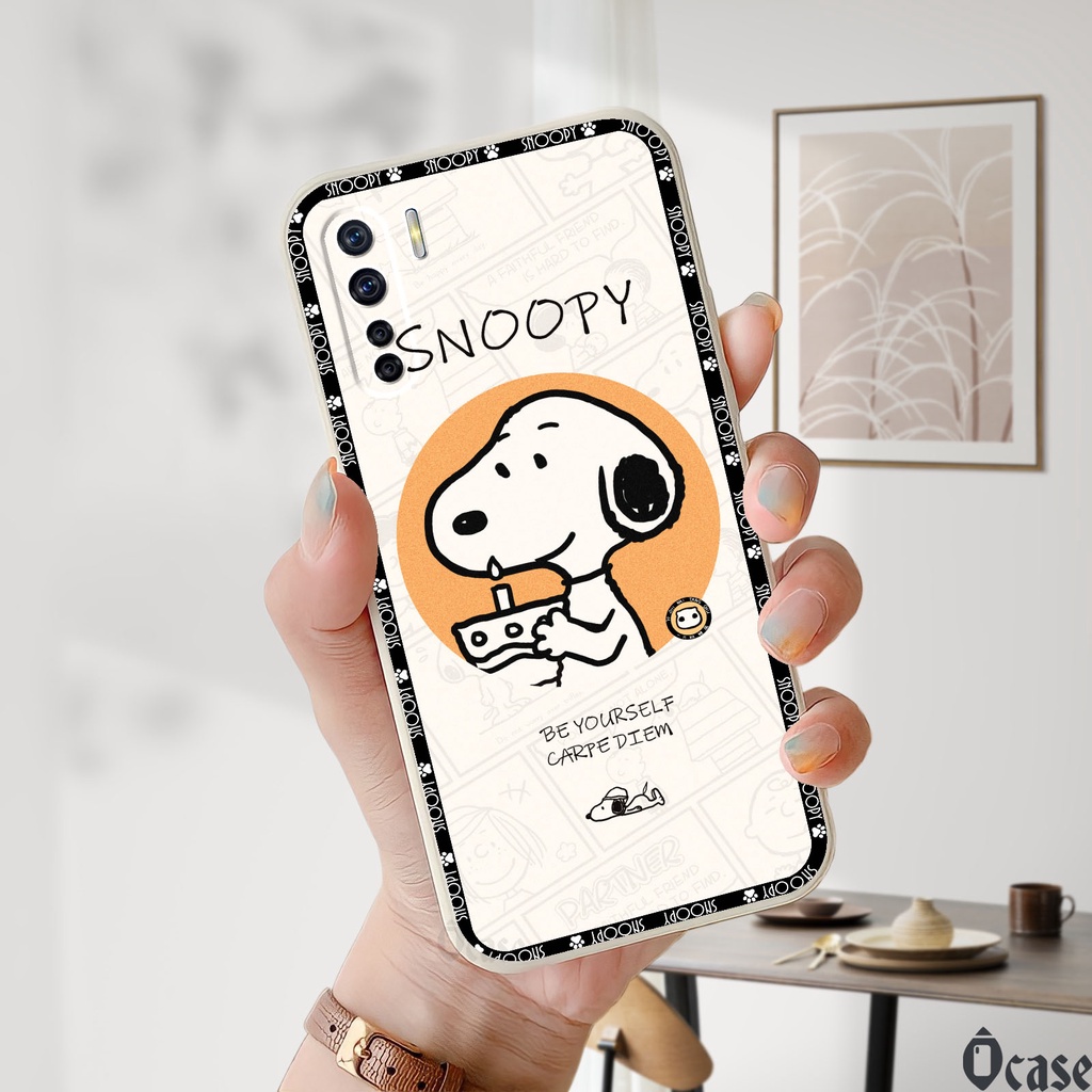 Ốp lưng Oppo Reno 3 /  A91 in hình chú chó dễ thương cạnh viền vuông có bảo vệ camera