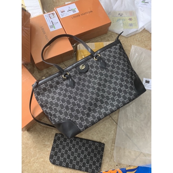 Túi công sở dáng tote size to kèm ví có khoá miệng size đại hình và clip thật