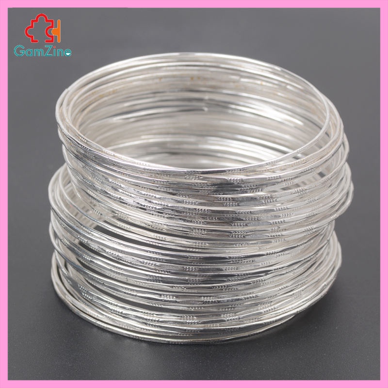 Set 50 vòng tay hợp kim màu bạc phong cách Ấn Độ cho nữ